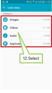 Puteti sterge date de utilizator dupa categoria Imagini, Video, Audio, Aplicatii