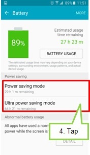 Daca dispozitivul prezinta nivel scazut al bateriei, puteti economisi puterea bateriei prin activarea modului de economisire baterie sau modul ultra economisire baterie