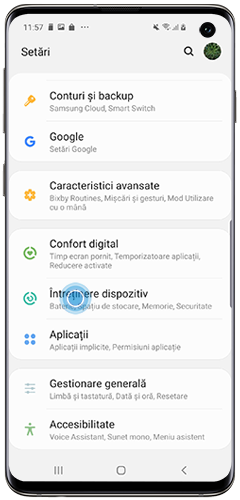În Setări, atingeți Întreținere dispozitiv