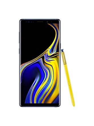 Samsung Galaxy Note9 sa žutom Note olovkom naslonjenom sa strane