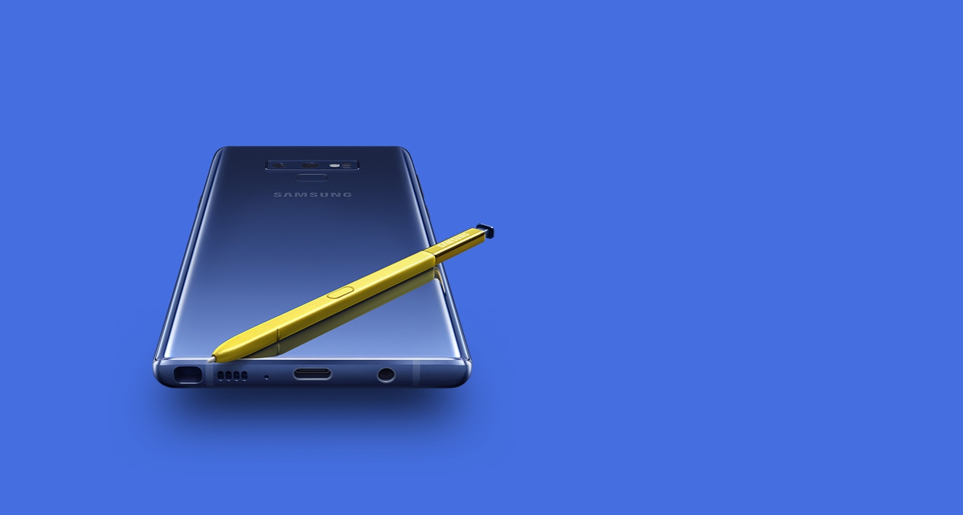 galaxy note9 mobilni telefon okean plave boje sa žutim s pen
