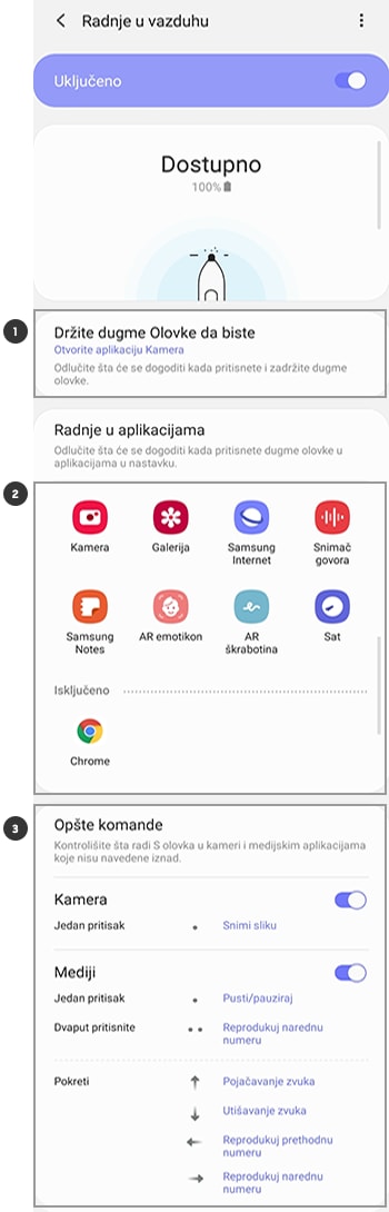 Promena aplikacija ili funkcija uz pomoć olovke S Pen