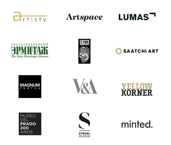 U Prodavnici umetničkih dela nalaze se dela iz 12 partnerskih kompanija: Artisty, Artspace, Lumas, Magnum Photos, Te Papa, Saatchi Art, State Hermitage Museum, V&A, Yellow Korner, Museo del Prado, Stadel Museum i Minted.