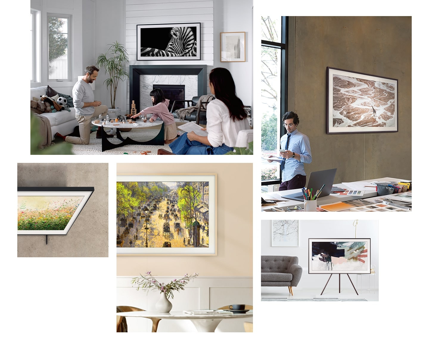 Samsung The Frame TV makes any space, from your living room to your office, look like a gallery because it goes well with any interior.