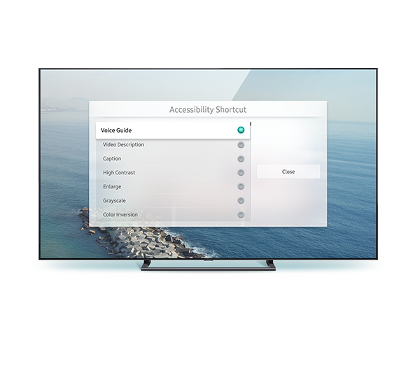 QLED TV front view to apply accessibility shortcut