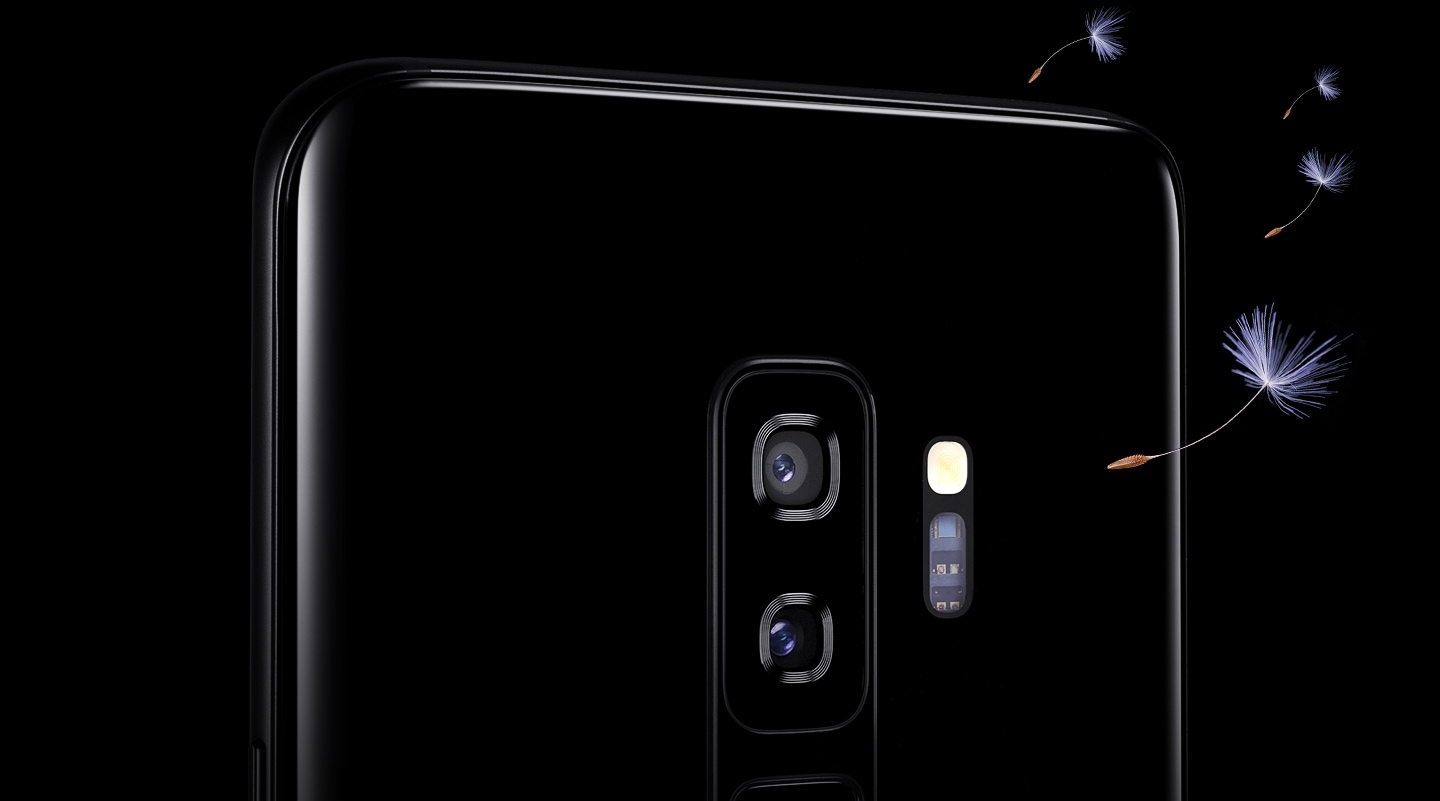 Galaxy S9 or S9+ seen from the back to show the dual camera