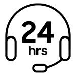 image of headset with 24-hr text