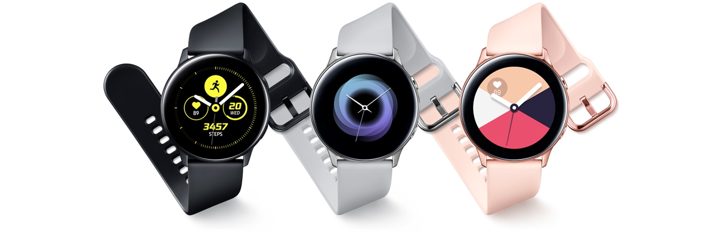 galaxy watch active black, silver, rose-gold, green