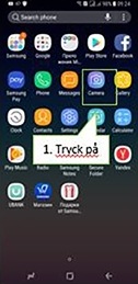 Från applistan, tryck på Kamera