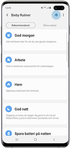 Skapa en anpassad Bixby-rutin, plusikon