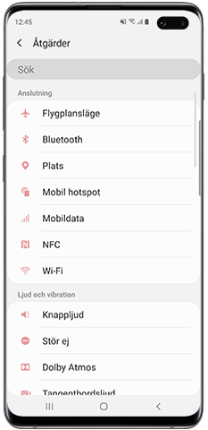 Bixby Rutiner, välj ”Åtgärder”