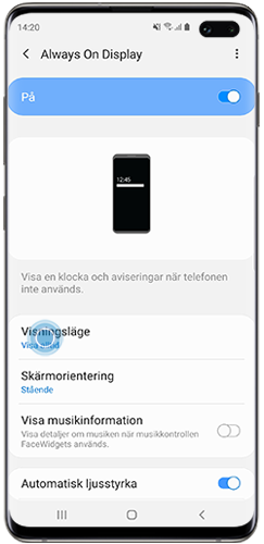 Tryck på Visningsläge