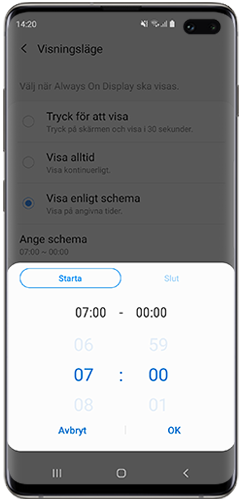 Välj önskat visningsläge