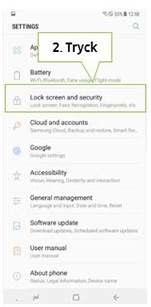 Tryck på "Lock screen and security"