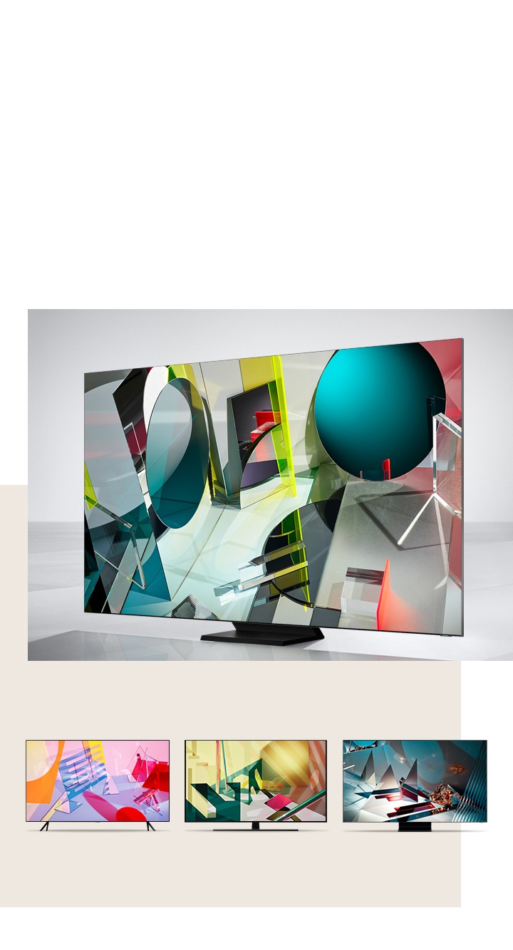 Olika modeller QLED TV, inklusive Q60T, Q70T, Q800T och Q950T visar en klar och tydlig bild