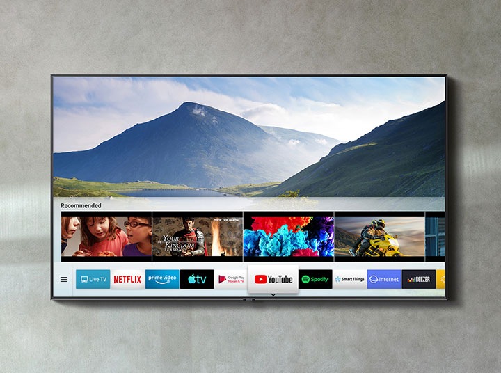 Når du åpner YouTube-appen gjennom Smart Hub på Samsung Smart TV, får du anbefalinger om videoer akkurat på samme måte som på PC-en eller i mobilen.