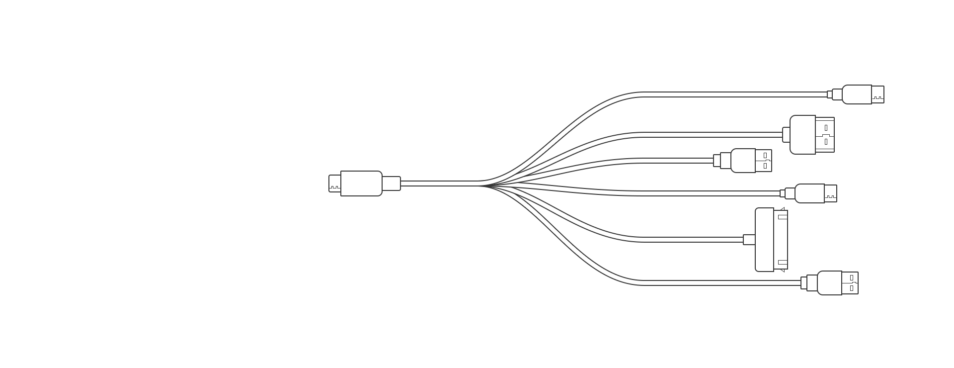 An image of a Galaxy Book 12 device, connected with a white cable, with five different ports on its right.
