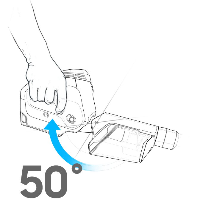 파워건 플렉스 핸들이 50도로 꺾이는 스케치 그림