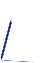 흰 배경에 S펜 블루 색상이 있고 펜 끝부분에 이어지는 선이 있습니다.