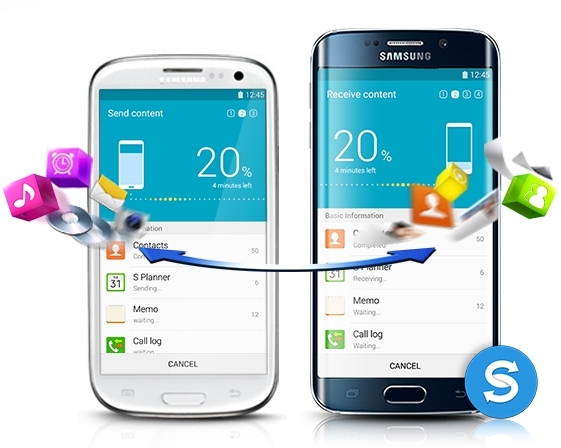 Samsung Galaxy 폰 간의 데이터 이동이 자유로움을 설명하는 이미지