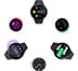 An illustrative image of various applications running on smartwatch including fitness tracking to mobile entertainment.