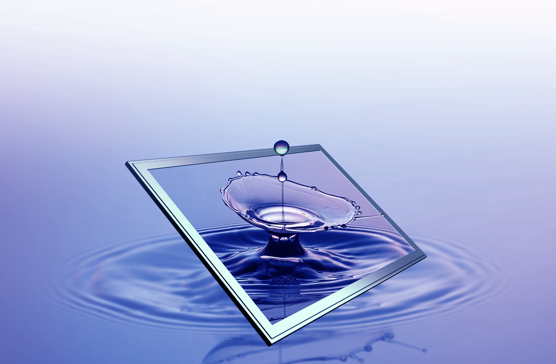 물방울이 물로 떨어지는 장면의 위에 있는 아이소셀 GN5의 이미지.