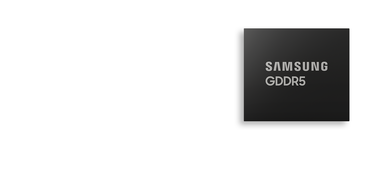 Samsung GDDR5 against an image of people playing console games.