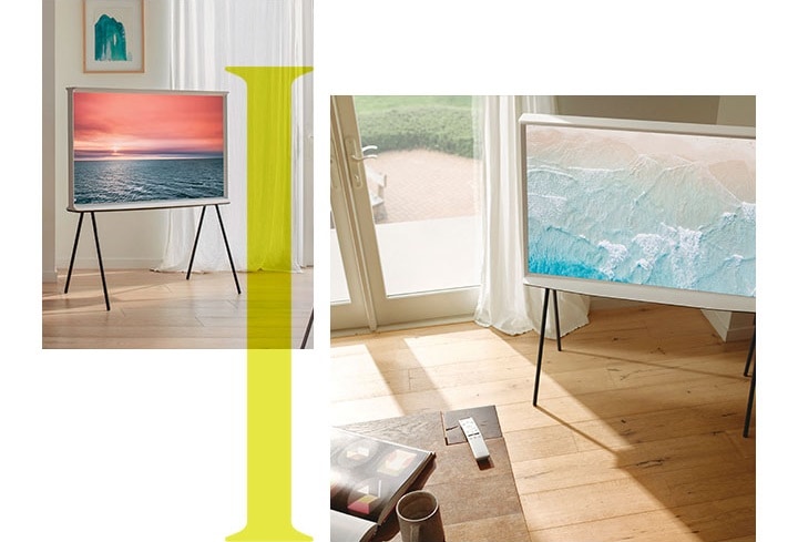 The Serif products are shown in three stylish rooms, two on detachable stands and one on a tabletop, and all showing beautiful ocean images onscreen. The Serif products are shown in three stylish rooms, two on detachable stands and one on a tabletop, and all showing beautiful ocean images onscreen.