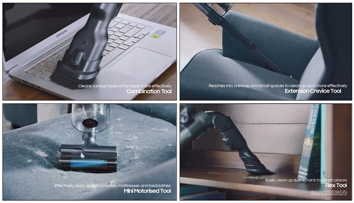 Various cleaning attachment options for effective cleaning Various cleaning attachment options for effective cleaning