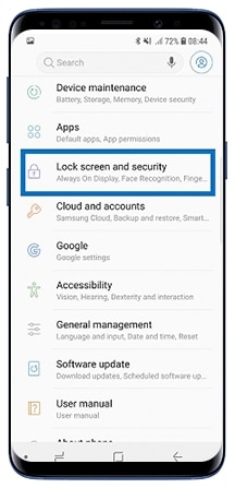 Lock screen and security settings