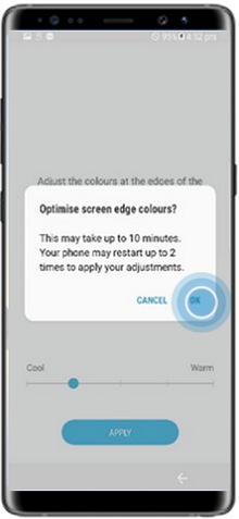 How to adjust full screen color balance of display in Samsung Mobile Device?