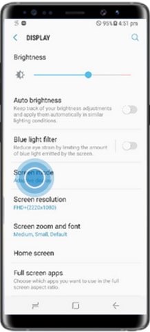 How to adjust full screen color balance of display in Samsung Mobile Device?