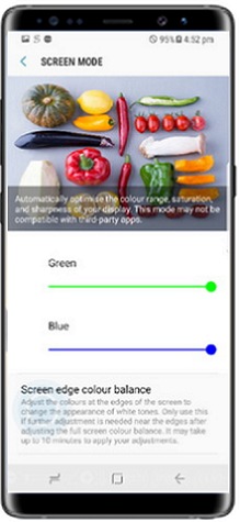 How to adjust full screen color balance of display in Samsung Mobile Device?