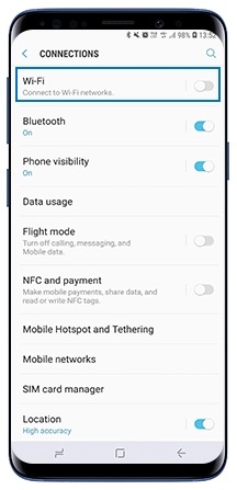 Swipe the switch to the right and activate Wi-Fi function