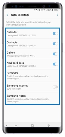 Sync your data with Samsung Cloud