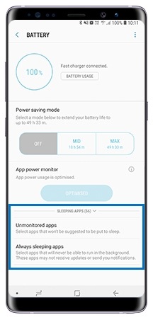 View list of Sleeping Apps