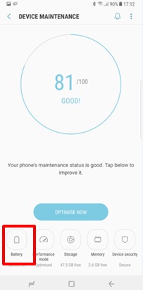 Click on Battery Icon
