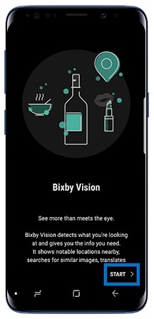 Launch bixby vision by tapping Start