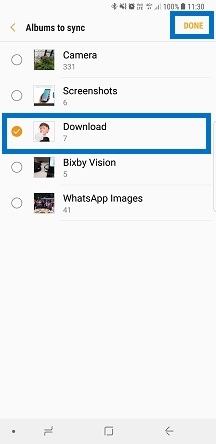 Select folders and tap DONE