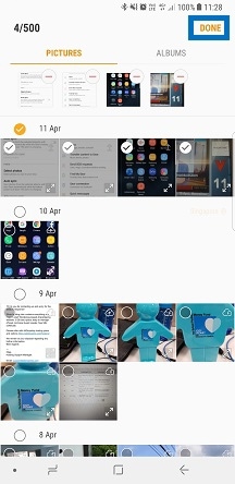Select the files and tap DONE