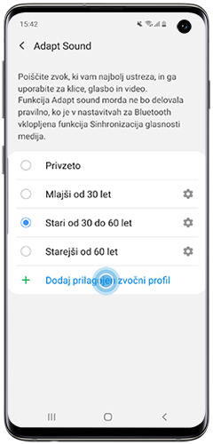 Tapnite Dodaj personalizirani zvočni profil