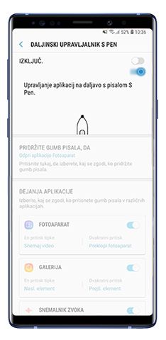 Meni za daljinski upravljalnik S Pen