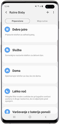Seznam priporočenih rutin Bixby
