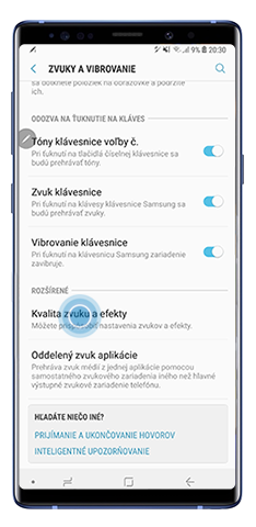 Kliknite na Kvalita zvuku a efekty.