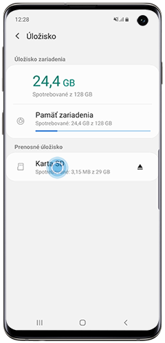 Klepnite na Karta SD a Odpojiť