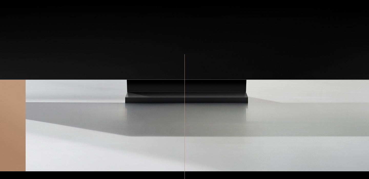 2020 Samsung QLED TV’nin dramatik bir yakın çekim görüntüsü.