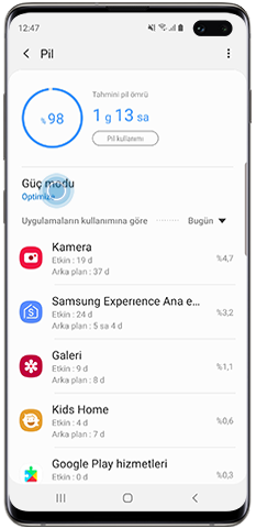 Android 9.0, Cihaz bakımı, Güç modu içinde değiştirilen ayarlar ve özellikler