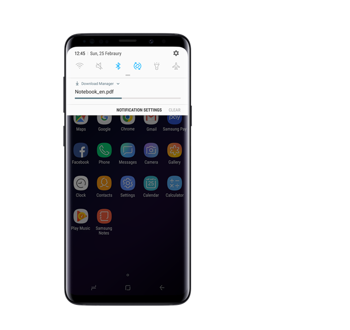 Galaxy S9 或 S9+正在下載的畫面
