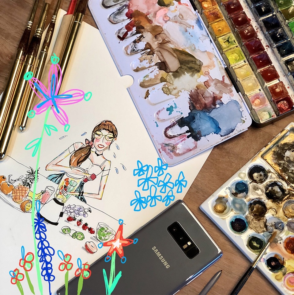 除了在手機上創作,Kellykiwi 有時候也會翻拍實體作品,再利用手機後製及加工。 除了在手機上創作,Kellykiwi 有時候也會翻拍實體作品,再利用手機後製及加工。