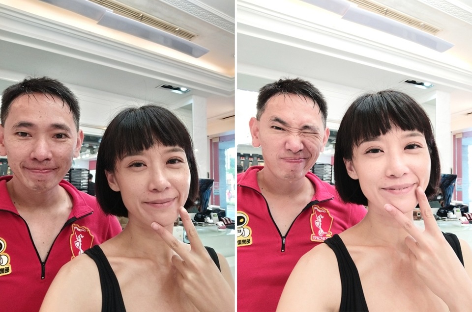 左圖為未打任何光的狀態,右圖則開啟左右打光 左圖為未打任何光的狀態,右圖則開啟左右打光